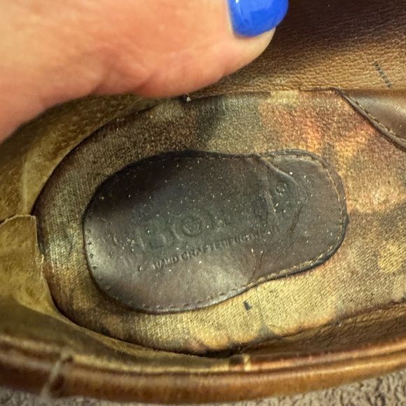 BORN LOLA FLATS BROWN LEATHER LOAFERS SLIP ON Studded SHOES 9 - Picture 9 of 12